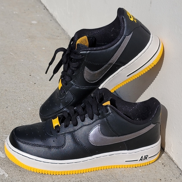 Rare Nike Air Force 1 Low Sneakers Size 8 Womens = 6.5Y Black Gold Charcoal - Picture 10 of 10